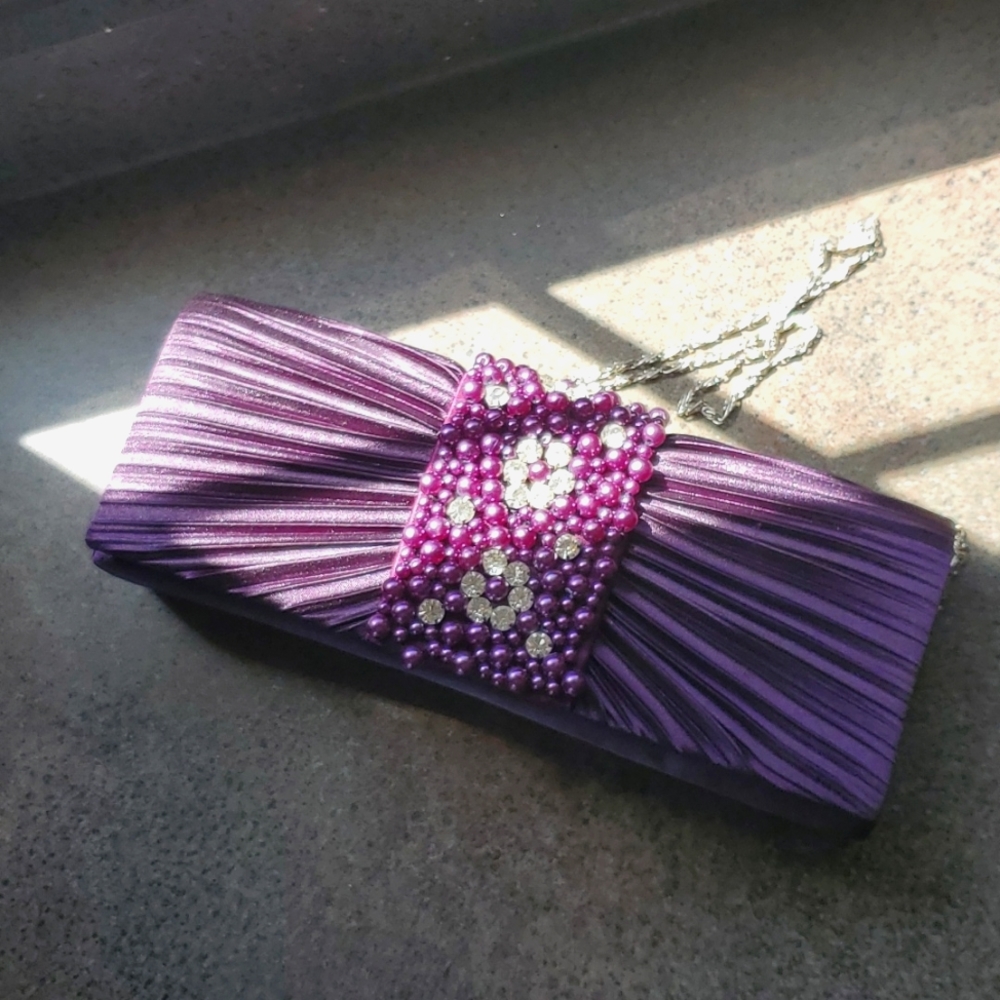 Purple rhinestone purse